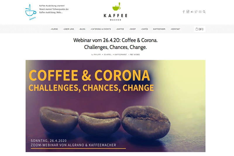 Kaffeemacher-Webinar: Coffee & Corona